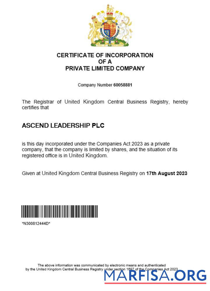 Blank United Kingdom business registration certificate Word and PDF template